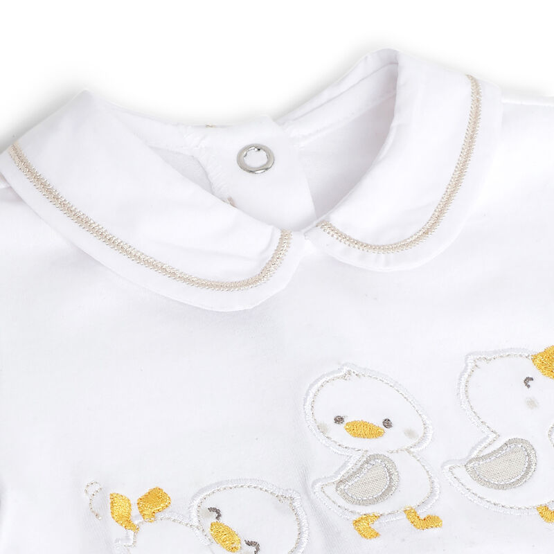 Infants Medium Natural Applique Leg Opening Babysuit image number 2